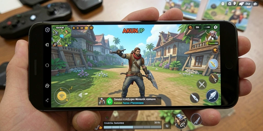 Tampilan gameplay AKUNJP yang dinamis dan interaktif.