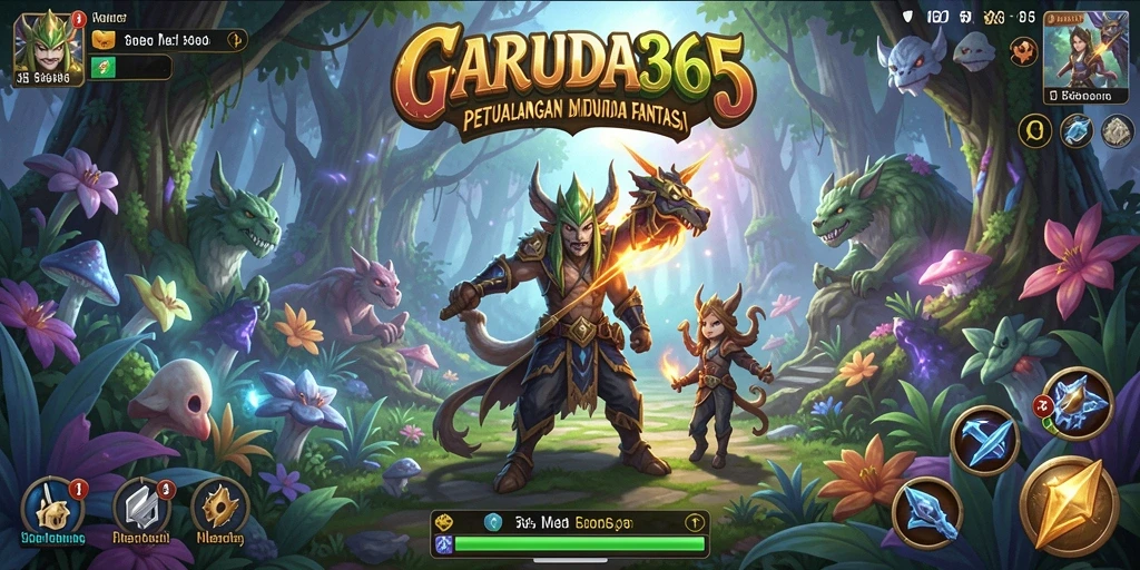 Tangkapan layar utama GARUDA365 yang menampilkan tindakan petualangan seru.