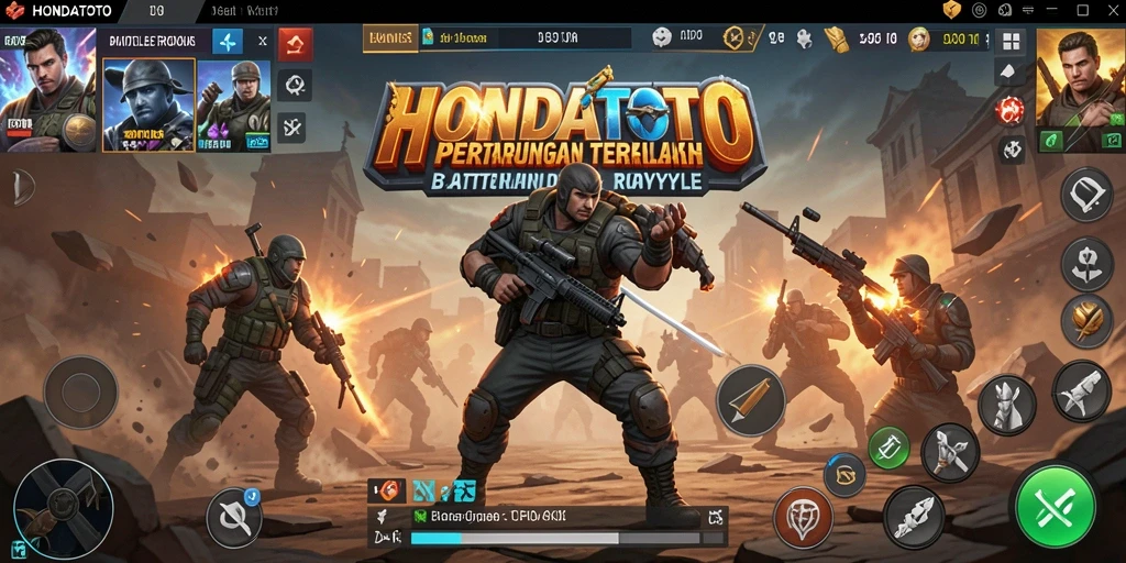 Tampilan aksi seru dalam game Battle Royale HONDATOTO.