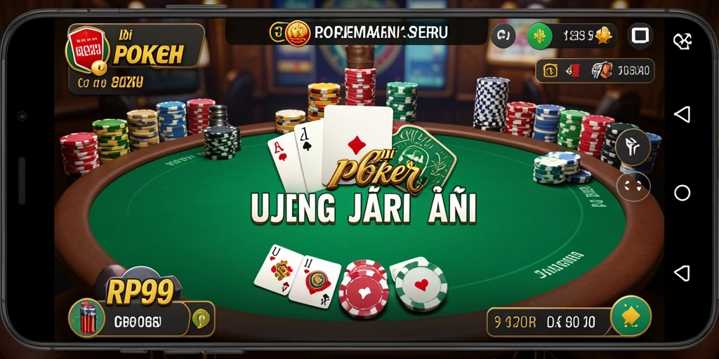 Tampilan gameplay RP99 dengan aksi poker yang mendebarkan.